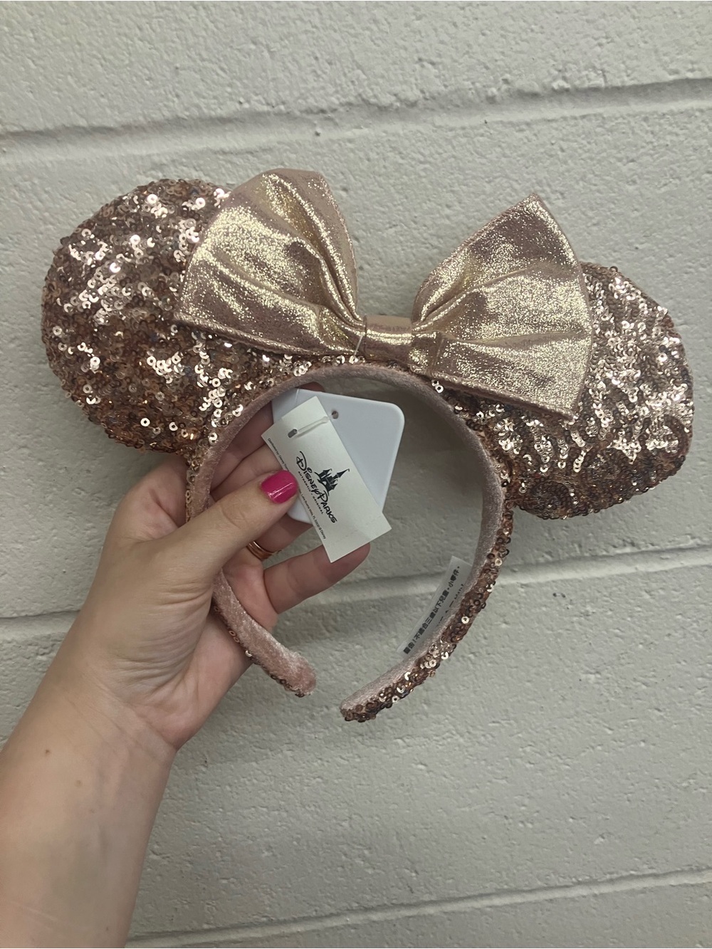 NWT Disney Parks Sequin Rose Gold Ears